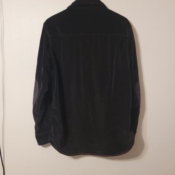 32 Bar Blues Shirt Mens Large Black Elbow Patches Velour Button Up Long Sleeve - Picture 2 of 9
